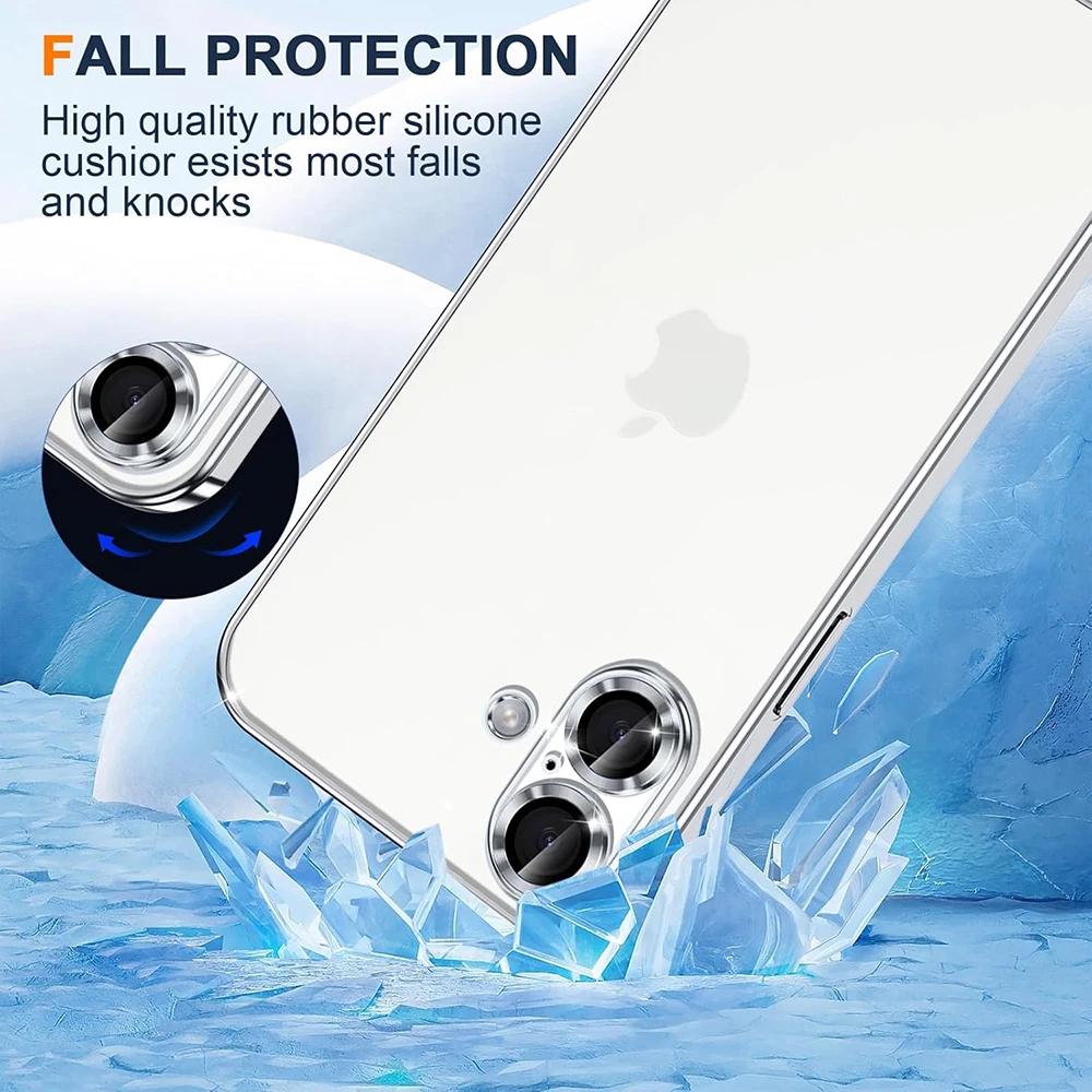 Роскошный прозрачный мягкий чехол с блестящим покрытием для iPhone 17 Air 16 15 14 13 Pro Max 16E Прозрачная силиконовая накладка Ультратонкий ТПУ чехол