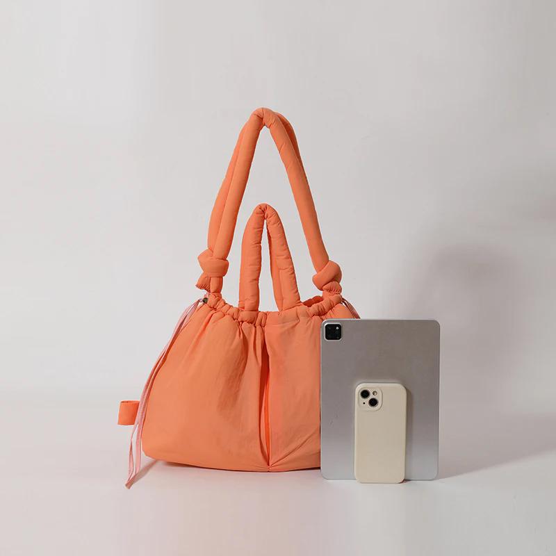 Повседневная большая вместительная стеганая сумка-тоут, дизайнерские женские сумки из нейлона с подкладкой, сумки через плечо с завязанным ремнем, рюкзак