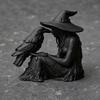 3D-печатный орнамент-ведьма, со стабильным основанием, матово-черная фигурка, скульптура из смолы в готическом стиле для Хэллоуина, домашние украшения