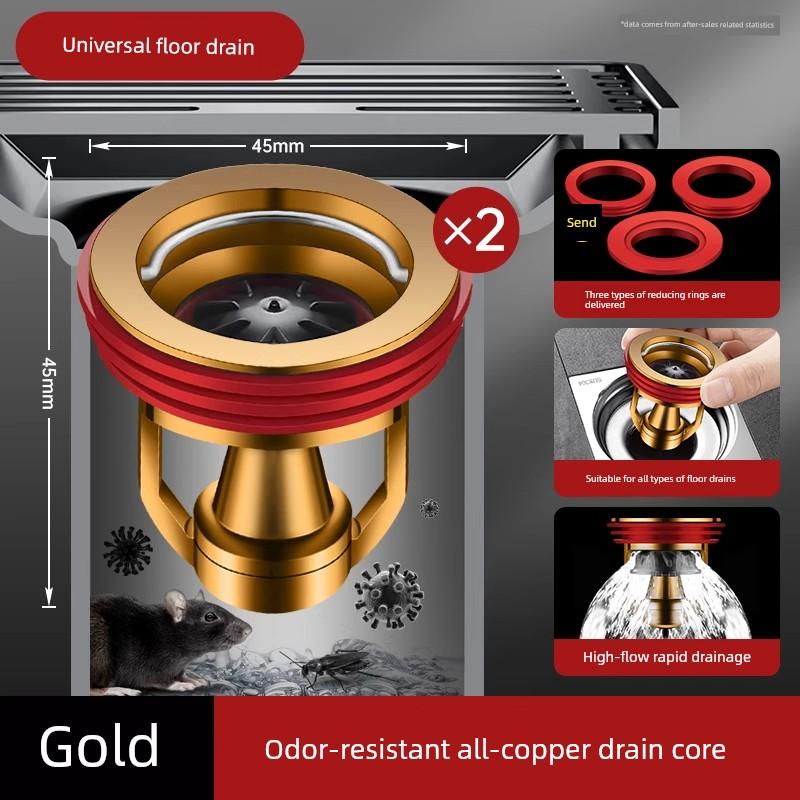 German Anti-Odor Drain Device for Bathrooms, Universal Sewer Anti-Odor Gadget, All-Copper Core Insect-Proof Sealing Cover for Toilets