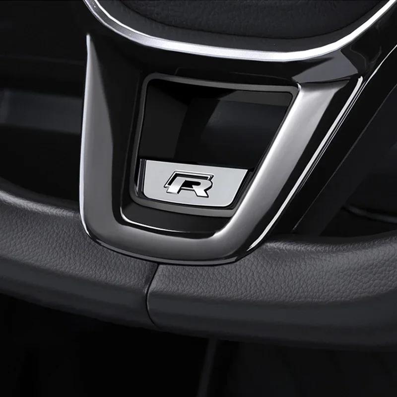 80% Hot Senior R Rline Logo Car Steering Wheel Trim ABS Plating Stickers Accessories For Volkswagen GTI Polo Golf Scirocco Je