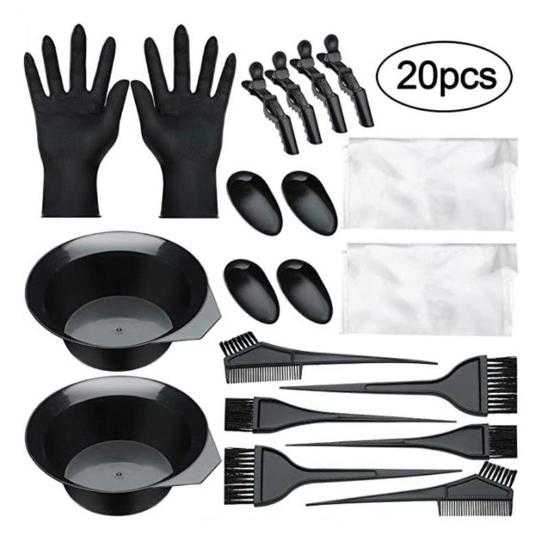 20 шт., кисть для окрашивания волос, миска для смешивания красок, набор ушных вкладышей, зажим для волос, инструменты для укладки волос