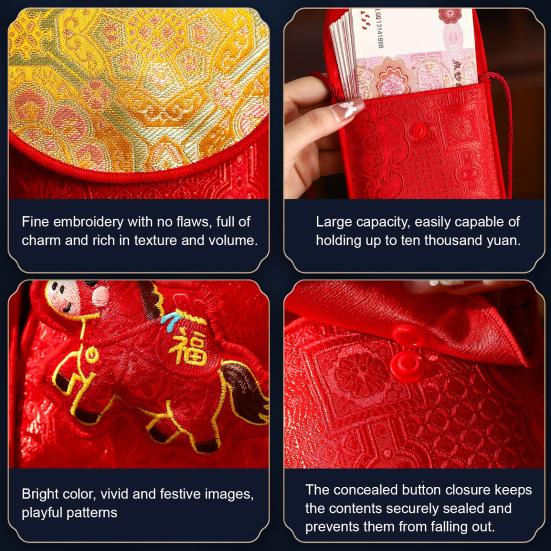 Chinese New Year Red Envelope Fabric Lucky Money Pockets for Cash