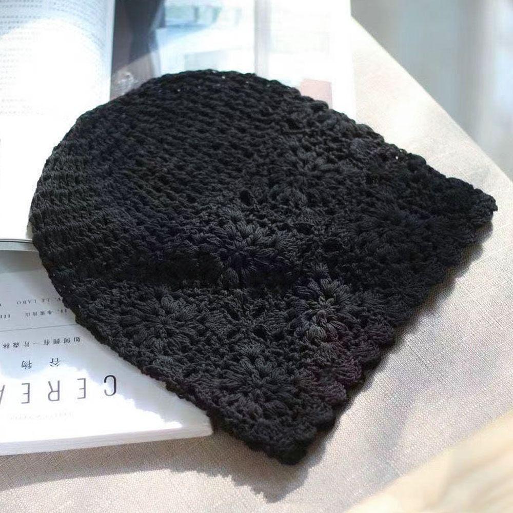 Выдолбленная вязаная шапка с цветами, солнцезащитный козырек, дышащая женская шапка с черепами