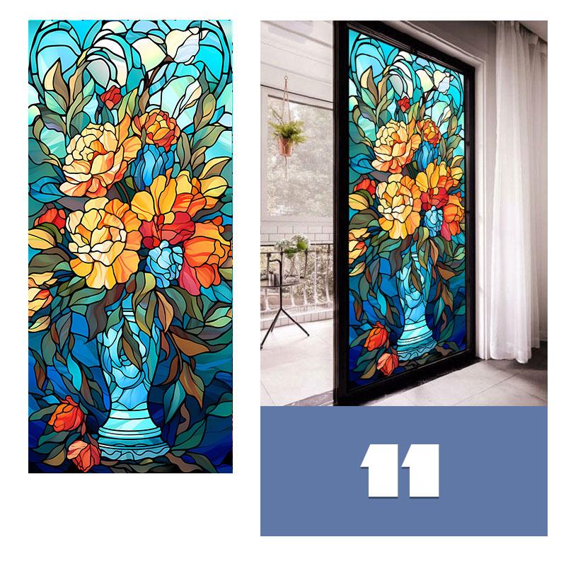 Цветная витражная матовая пленка Современное искусство Геометрический узор Наклейки на окна Непрозрачная Самоклеящаяся Европейский домашний декор Конфиденциальность