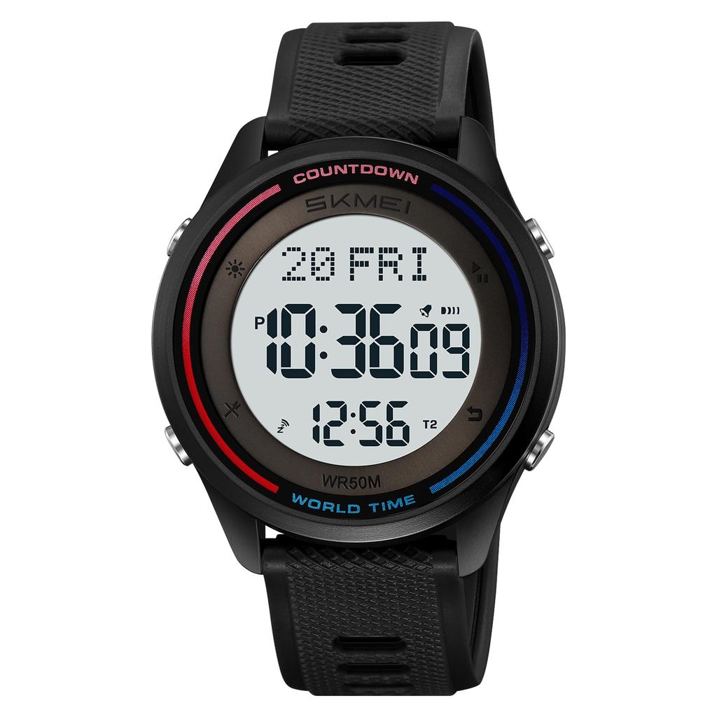 Цифровые часы SKMEI 2348 для мужчин и женщин с подсветкой, водонепроницаемость 50 м, мировое время, ежедневный будильник