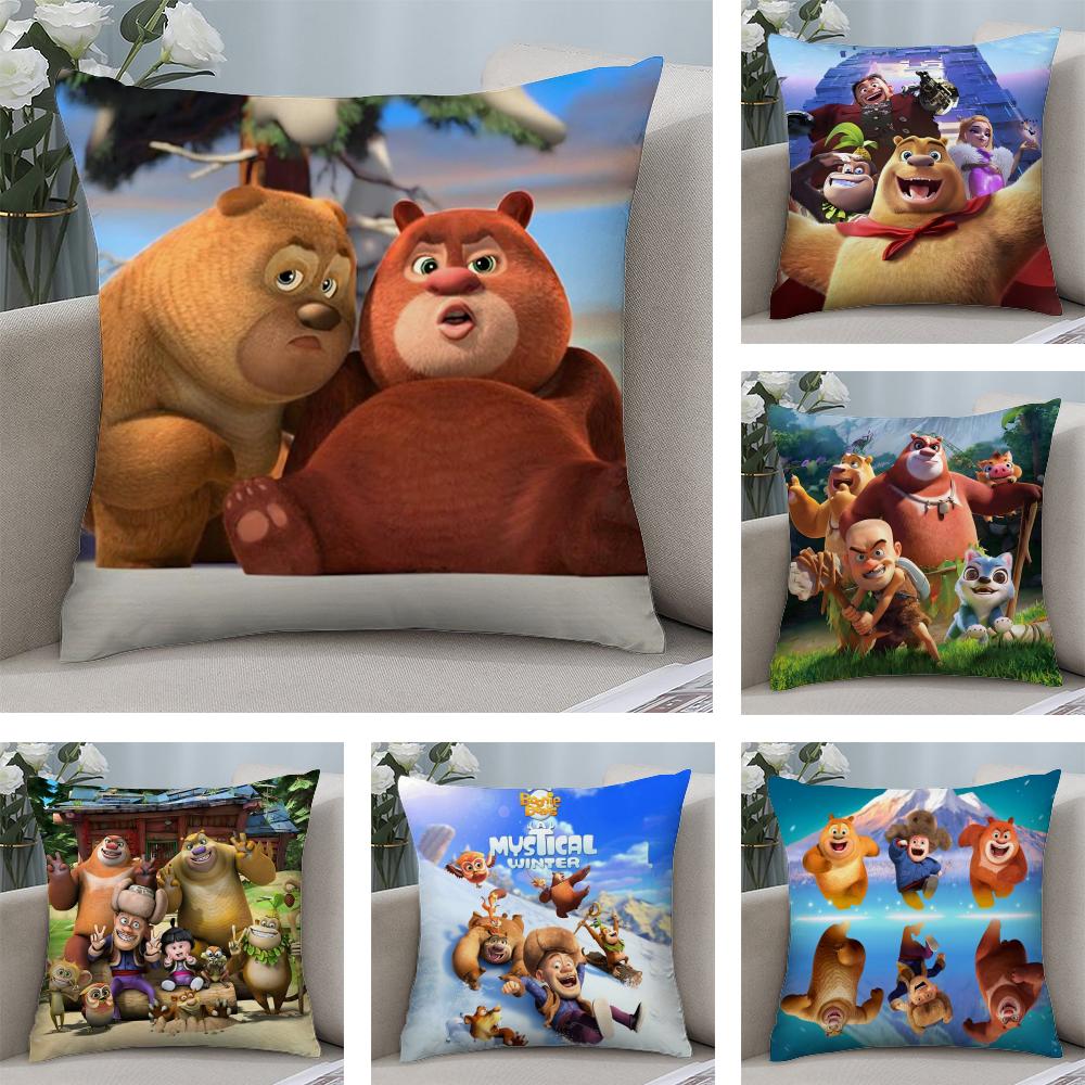 BBoonie BBears Cushion Cover Soft Plush Fabric DoubleSided Printed Sofa Cushion Cover for All Seasons Home Decor Gift