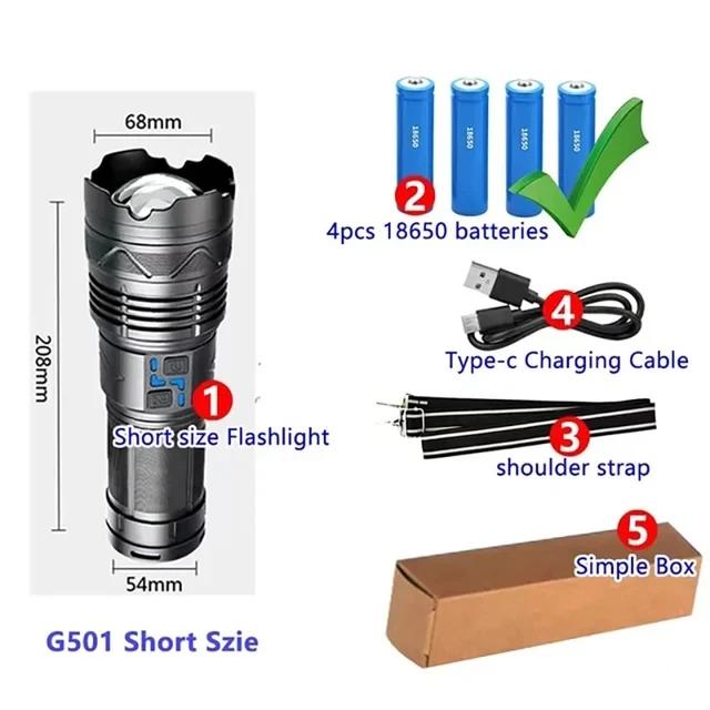 LED Flashlight Rechargeable High Power Ultra Bright Remote Tactical Hand Light Waterproof Strong Outdoor Camping Lantern Torch