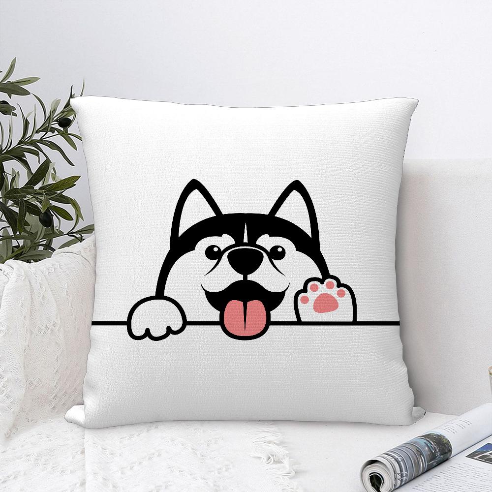 Cute Dog Waving Paw Pillow Case Sofa Decorative Home Double-sided Printing Short Plush Cushion Cover Throw Pillow Cover Gifts