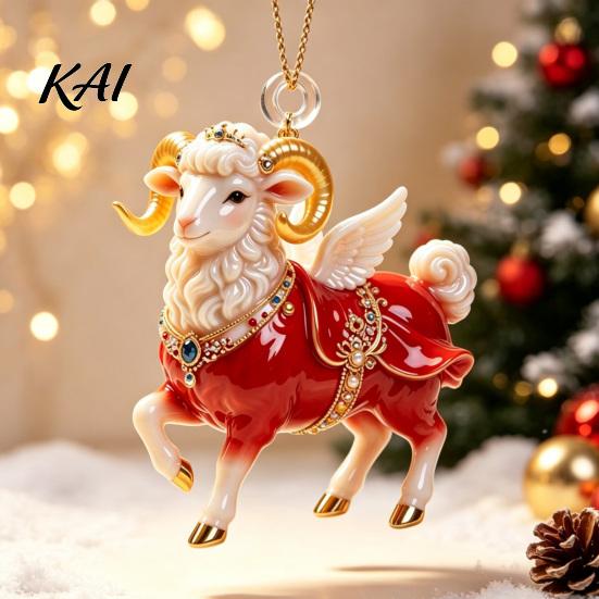 Seasonal Party Favors 2D Flat Christmas Sheep Hanging Ornament with Lanyard, Acrylic Tree Decorations Pendant for Home Festive Decor And Keepsake