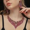 Модный набор ювелирных украшений с инкрустацией стразами, ожерелье-цепочка на ключицу и набор серег, банкет