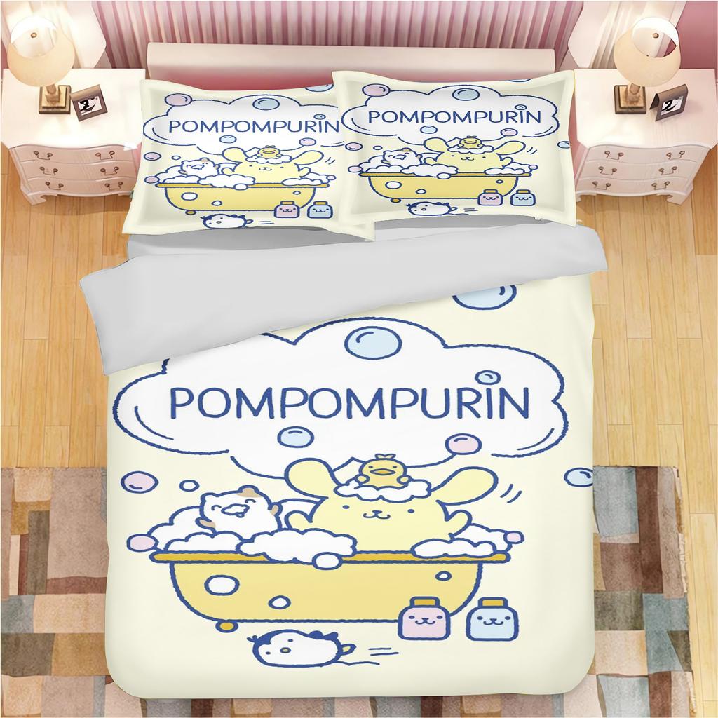 Мультяшное одеяло с помпонами Pompompurin, полиэстер, милый принт, мягкое постельное белье, на заказ, для дома, инопланетянин, детская спальня, одеяло, подарок для детей