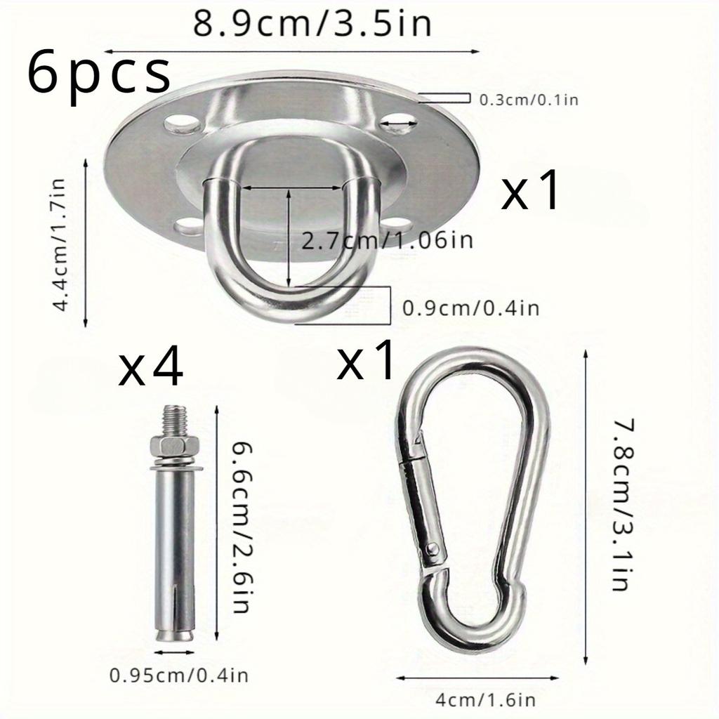 6 шт. вращающихся прочных крючков для подвешивания поворотных крючков для гамака, крючок для качелей на потолок, деревянное крыльцо, комплект для подвеса для йоги в спортзале