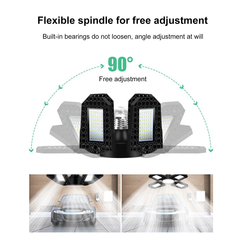 Светодиодный светильник для гаража E27 Складной трансформаторный светильник для гаража высокой мощности 100 Вт Водонепроницаемый промышленный