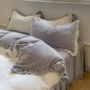 Ins Solid Milk Velvet Four Piece Lace Coral Velvet Quilt Cover Thickened Warm Bed Sheet Flannel Bedding