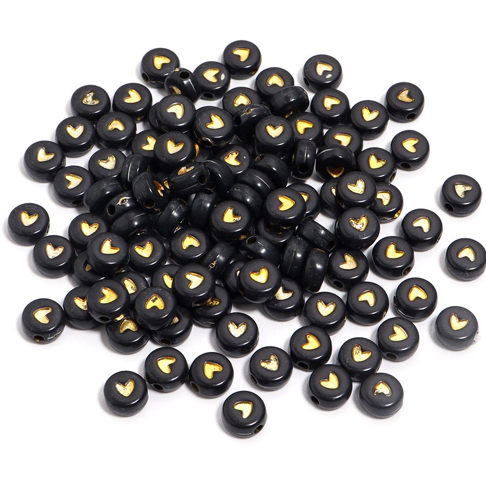 100pcs 7mm Multicolor Acrylic Alphabet Beads Heart Numbers Letter Loose Beads For Jewelry Making DIY Bracelets Gift Wholesale