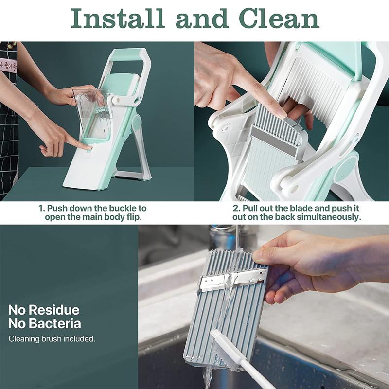 LMETJMA Регулируемая овощерезка-мандолина из нержавеющей стали, безопасная овощерезка соломкой, овощерезка для лука и моркови KC0420