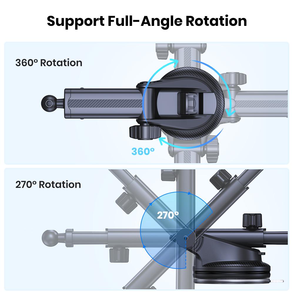 TOPK Car Phone Holder Mount Super Stable Cell Phone Car Mount 360° Rotation One Button Release for iPhone Samsung Google Phone