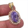 Natural Charoite Gemstone 925 Solid Sterling Silver Two Tone Pendant 1.50" q6P87
