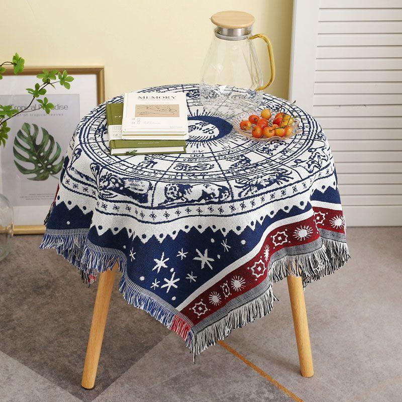 Atmospheric Tablecloth, Bohemian Artistic Throw, Vintage Outdoor Camping Coffee Tablecloth