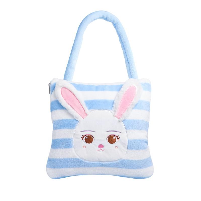 Cartoon Rabbit Hooded Throw Blanket With Pillow Case Multi-Use Travel Office Nap Cushion