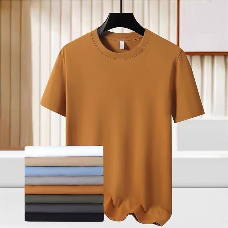 Свободная мужская хлопковая футболка из однотонной дышащей ткани для занятий спортом на открытом воздухе