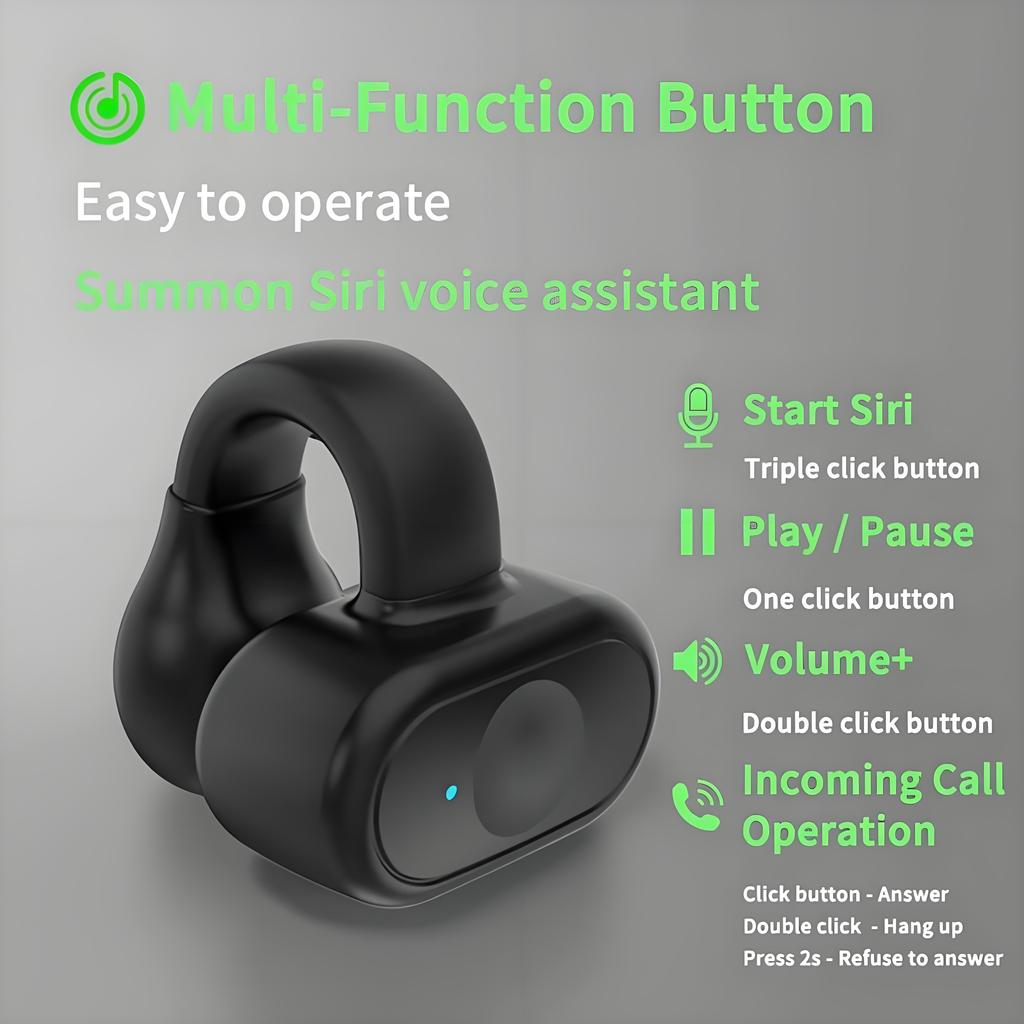 Мини-одиночные наушники Bluetooth 5,3, гарнитура с зажимом для ушей, поддержка TWS Connect, шумоподавление, HD-микрофон, безболезненное ношение для всех смартфонов