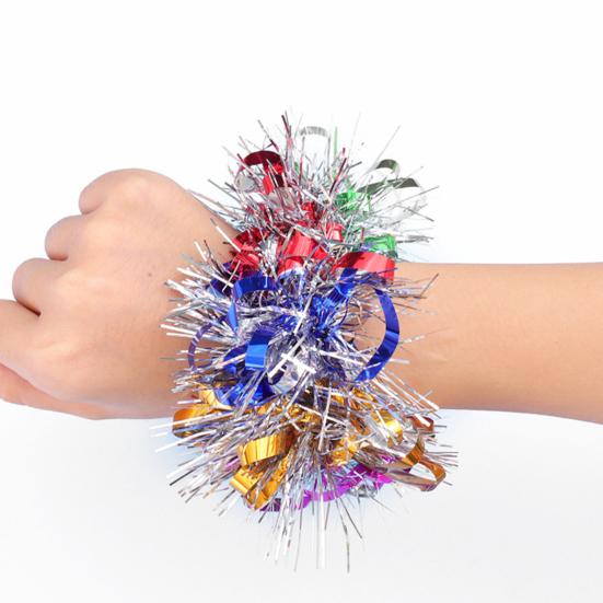 1 пара мишурных браслетов, красочная эластичная лента, универсальный размер для взрослых и детей, реквизит для детского сада, танцевального выступления, День защиты детей, спортивная группа поддержки