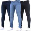 Denimi Zipper Button Pants Man Denim Casual Slim Fitness Jeans Stretch Skinny Tight Long Trousers