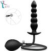 Мужская надувная анальная пробка с расширением для ручного зажима и шариками для массажа простаты