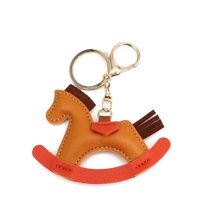 Women's Bag Charm Decoration Bag Pendant Cartoon Rocking Wooden Horse Women's Leather Bag Charm Key Chain Cute Bag Accessories Gifts