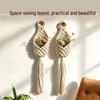 Cotton Rope Woven Hanging Basket with Wood Ring and Tassels for Plants