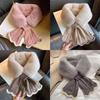 Winter Plush Scarf Woman Thick Imitation Rabbit Fur Scarf Collar Knit Cross Outdoor Cycling Windproof Neck Protect Neck Warmer