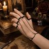 Detachable Punk Bracelet Ring Gothic Finger Chain Cool Design Open Chains Rings  Rave