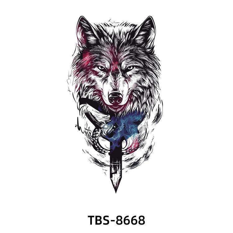 2025 Full/Half Arm Wolf, Tiger, & Flower Tattoo Stickers - European/American Style