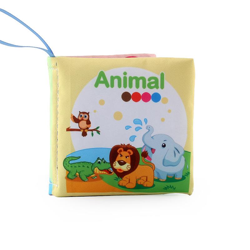 Three-Dimensional Baby Cloth Book Early Education Toy 4 Pages 8 Sides English Palm Book Animal Clothing Cognitive Baby Cloth Book