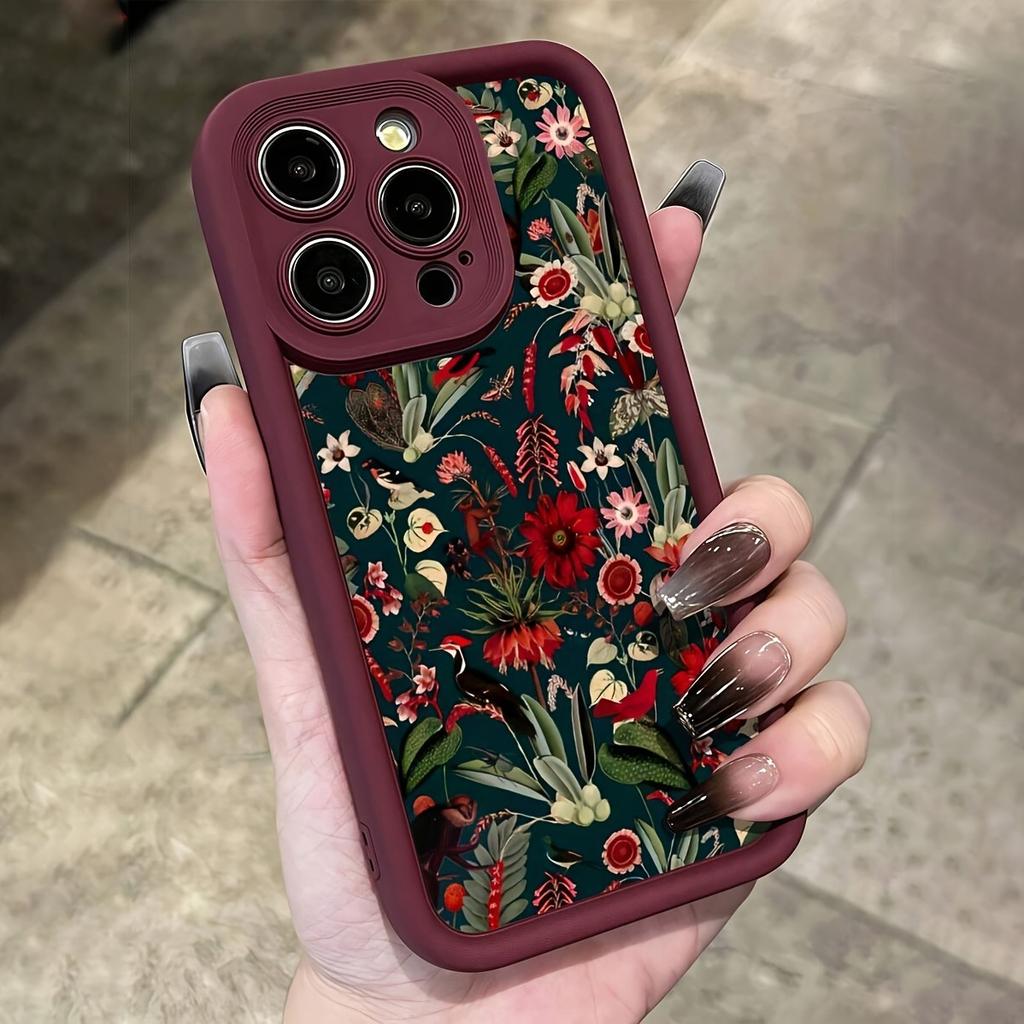 Для iPhone 17 16 15 14 13 12 11 Pro Max Air Case Винтажный Цветочный Узор Силиконовый Чехол Для iPhone XS Max XR X 7 8 Plus 16E Funda