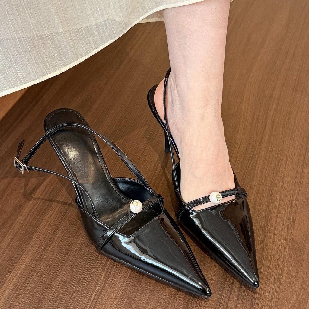 Beautiful To the Heart! Milk White Pointed Pearl Sandals Women's 2025 New Spring Stilettos