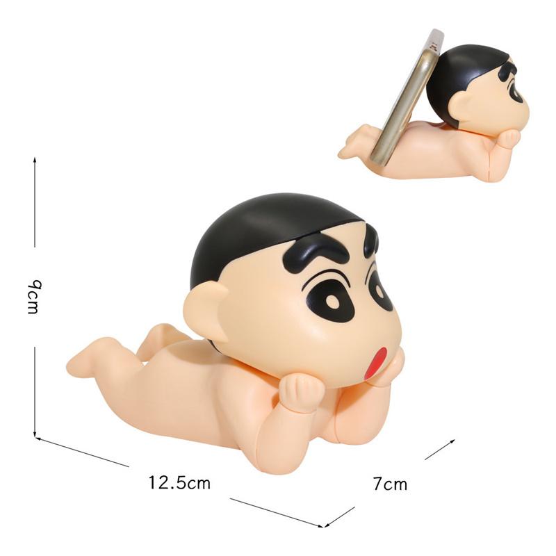 Crayon Shin-Chan Mobile Phone Kawaii Anime Desktop Ornaments Cartoon Watching Tv Phone Support Cute Doll Decorations Toy Gifts