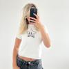 Y2K Silver Star Baby Tee, Cropped Fit, Handmade