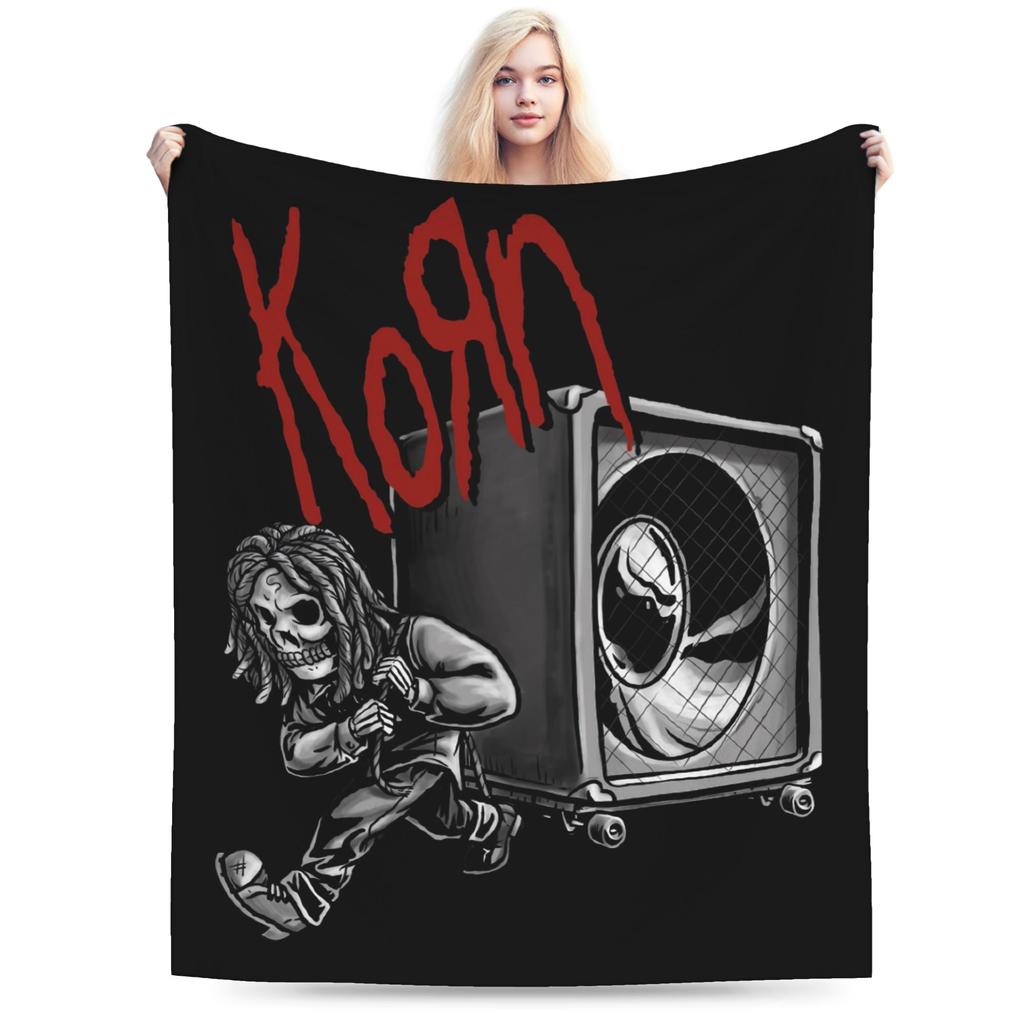 Korn Metal Rock Band Blanket Flannel Printed Multifunction Ultra-Soft Throw Blanket for Bed Car Bedspreads