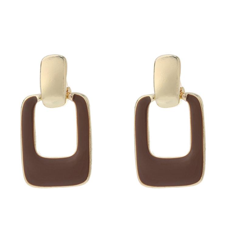 Винтажные большие коричневые ажурные квадратные серьги-капли для женщин, классические ювелирные изделия для свадебной вечеринки, геометрические металлические серьги