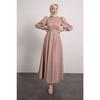 Balloon Sleeve Pleated Skirt Detailed Hijab Dress