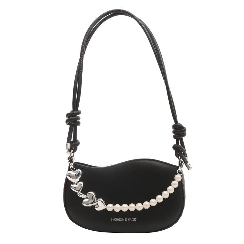 Французская модная женская сумка с жемчужной цепочкой 2024 года, новинка на плечо, фактура, сумка-мессенджер в иностранном стиле