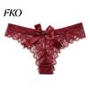 Stretchy Lace Underwear Women's Sexy Sheer Thong, Cheeky See Through Underwear, Skin-friendly Thong High Waist T Back Stretch Panties with Bow Women