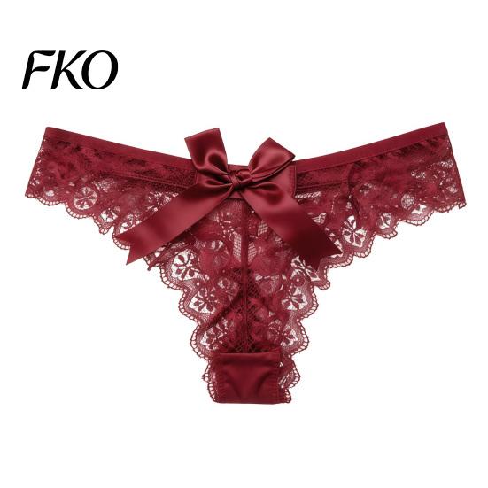 Stretchy Lace Underwear Women's Sexy Sheer Thong, Cheeky See Through Underwear, Skin-friendly Thong High Waist T Back Stretch Panties with Bow Women