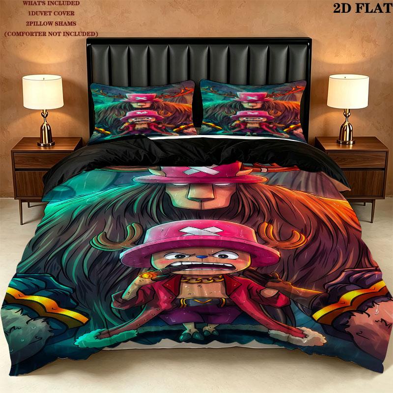 One Piece Pattern Bedding Quilt Set Quilt Cover Pillowcase Home Birthday Gift(1 * duvet cover + 2 * pillowcase, without core)