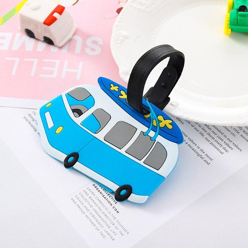 Cute Cartoon Silicone Luggage Tag with Strap Backpack Handbag Tag Label Name ID Tags Baggage Suitcase Identifiers Business Trip