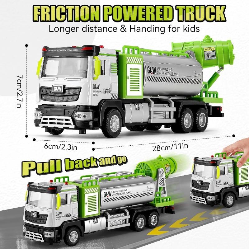 Литые игрушки-цистерны, грузовик для удаления дыма с помощью трения, со светом и звуком, 1:40 масштаб грузовик-разбрызгиватель детская игрушка
