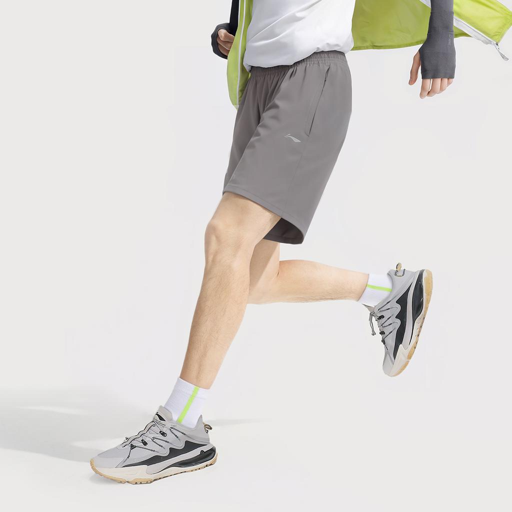 Li Ning Серия Фитнес Повседневные Минималистичные Однотонные Спортивные Шорты Мужские Шорты Серые AKSV525-8